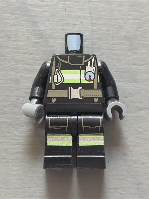 Lego Minifig Fire Fighter Reflective Stripe Belt Fire Badge Firemen Incomplete