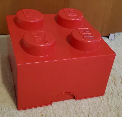 LEGO Storage Brick 4 Knobs Red Toy Storage Container Stackable Box 10"x 10"x7"