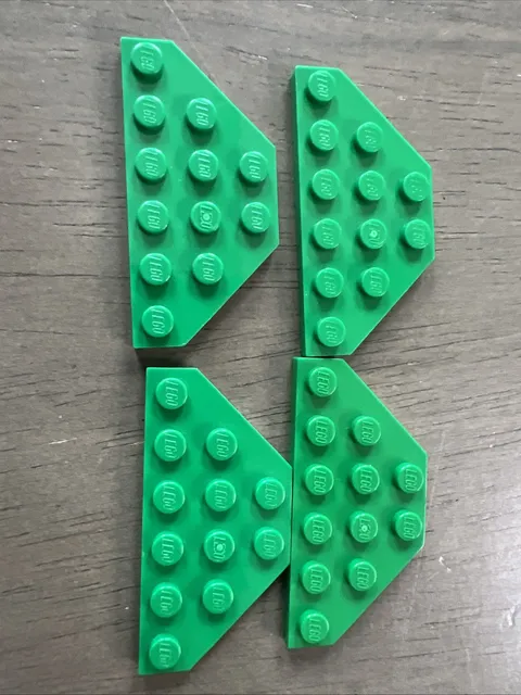 LEGO 2419 Green Wedge, Plate 3 x 6 Cut Corners - 4 Pieces