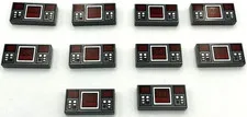 Lego 10 New Dark Bluish Gray Tiles 1 x 2 with SW Dark Red Target Screen Pieces