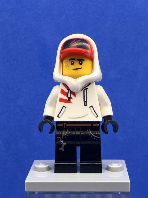 Jack Davids (White Hoodie + Cap & Hood) hs009 - LEGO Hidden Side Used Minifigure