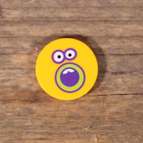 LEGO Trolls Tile Round 2x2 Bottom Stud Holder Sunflower Face Open Mouth and Eyes