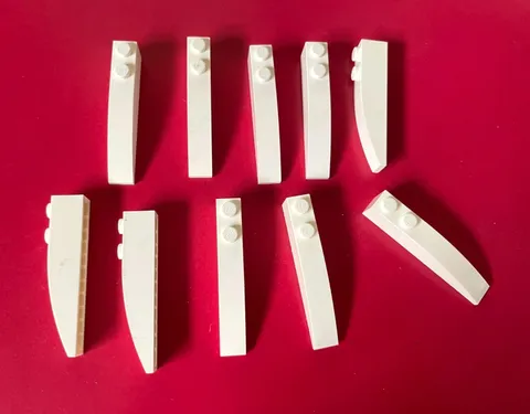 LEGO 6x1 WHITE SLOPE CURVED w 2 STUDS (10 pieces) #42022 Bricks Tiles Parts