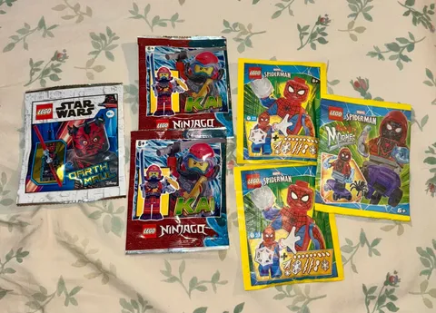 LEGO Polybag Lot (6) – Star Wars Darth Maul, Spider‑Man, Ninjago Kai – NEW