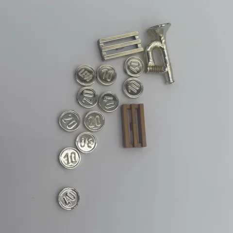 LEGO Gold and Silver Coin Tiles & Trumpet Accessories Lot.