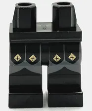 Lego New Black Minifigure Pants Dark Bluish Gray Legs Armor with Gold Diamonds
