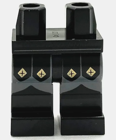 Lego New Black Minifigure Pants Dark Bluish Gray Legs Armor with Gold Diamonds