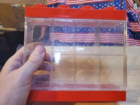 USED LEGO Red Minifigure Display Case, Holds 8 Minifigures Front Wall Mount