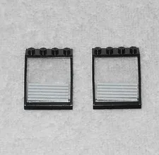 LEGO Police - x2 Black Roof Windows w/ 6 Stripes Glass - 4447 4448p01 From 6540