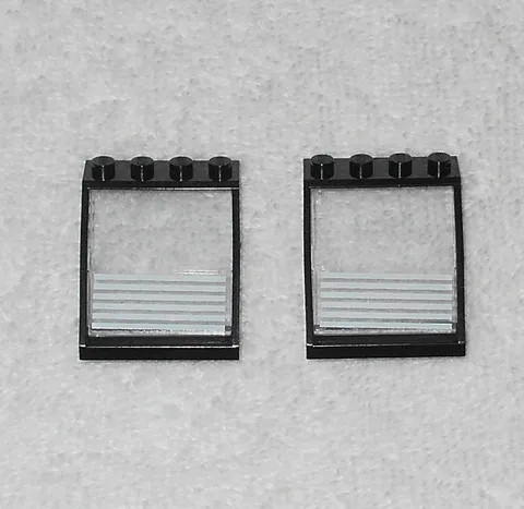 LEGO Police - x2 Black Roof Windows w/ 6 Stripes Glass - 4447 4448p01 From 6540