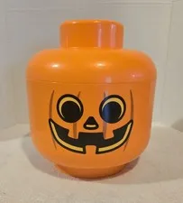 LEGO Large Storage Head Pumpkin Jack O'Lantern Container Halloween Candy Bowl