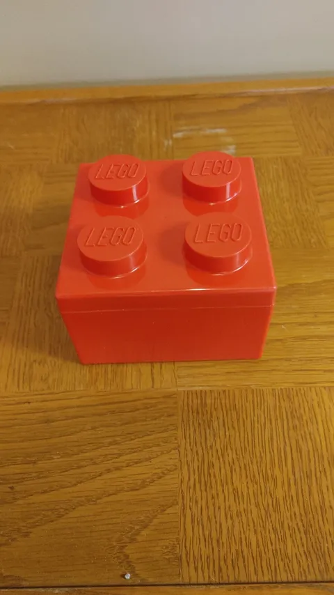 Red LEGO Square Brick Storage Container Brand New 4 Peg 2x2 Knob Lego Block