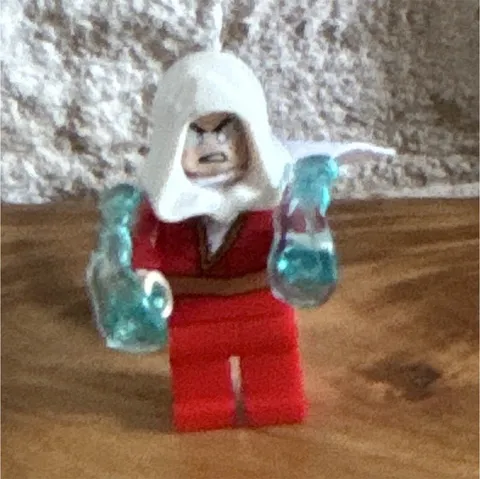 LEGO Minifigures Minifigure Red Outfit w/ White Hood Cape & Trans-Light Blue