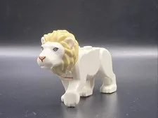 LEGO Animal Jungle - White Lion Large Cat with Tan Mane Minifigure BB0787C04PB01