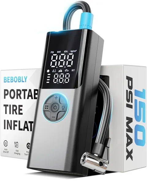 Bebobly Tire Inflator Portable Air - 4X Tire Pump For Car Moto - -