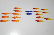 LEG#85959-WAVE ROUNDED LARGE FLAME  ASSORTED COLORS-18 PIECES SEE LIST BELOW