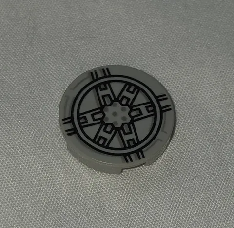 LEGO Tie Fighter Logo Pattern 2x2 Round Gray Black Tile Star Wars Printed