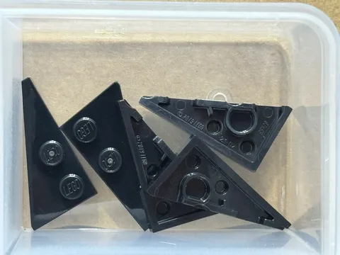 LEGO Parts - Black Wedge, Plate 4 x 2 Left, Pointed - No 65429 - QTY 5