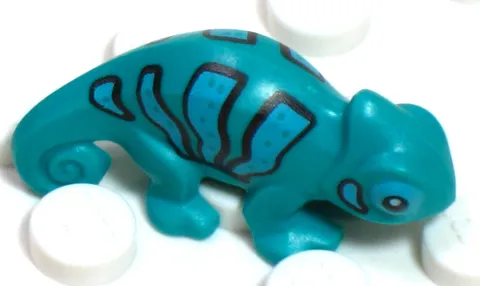 LEGO® Turquoise Chameleon w Black & Blue Stripes Reptile Lizard Minifigure