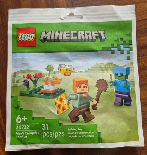Minecraft Lego Alex's Campfire Conflict 6 Years Plus 31 Pieces Building