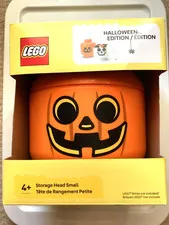 NEW Lego Storage Head Small Halloween Pumpkin ~ Orange Jack O Lantern NEW NIB