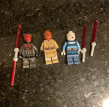 LEGO Star Wars Minifigure Lot (3) w/ Lightsabers, Red & Silver