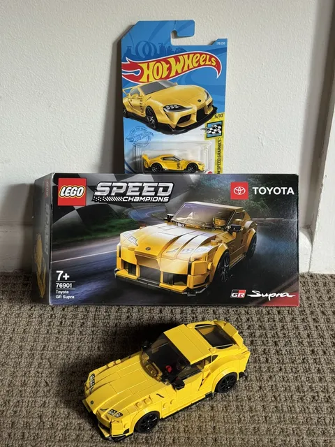 LEGO Speed Champions Toyota GR Supra 76901 Yellow Retired + Hot Wheels Supra