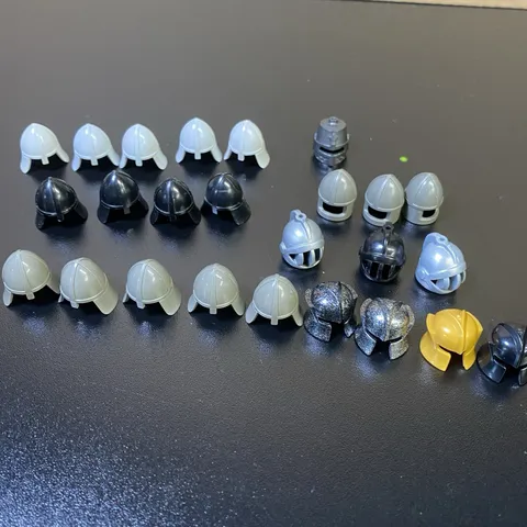 26x LEGO Castle Kingdoms Knight Helmet Lot Black Gray Silver Gold Medieval