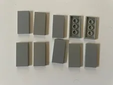 LEGO LIGHT GRAY 2x4 TILE (10 pieces) #87079 Flat Grey Dots Building Blocks Parts