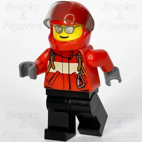 LEGO® City Pilot Male Minifigure Red Fire Suit Carabiner Airport 60100 cty0678