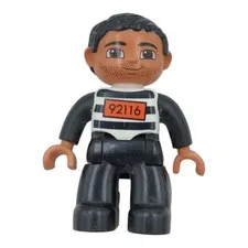 Lego Duplo CRIMINAL MAN JAIL 2.5" FIGURE INMATE PRISONER PRISON Convict