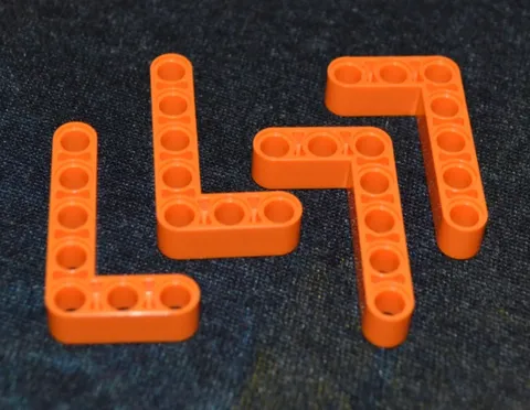 (4) 3x5 Orange "L" 00/0/0000 Thick Oval Beam Lego Technic Bricks - NEW Parts