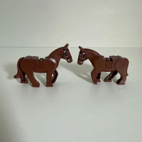 LEGO Brown Horse Minifigure w/ Movable Legs Black Bridle LOTR Western Farm Qty 2