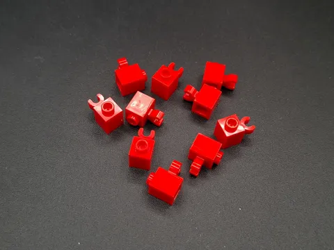 LEGO - 10x - Modified Brick - Brick - 1x1 with O Clip - Red - 60475b