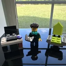 LEGO Gamer Minifigure Desk Laptop Chair Controller Custom Build