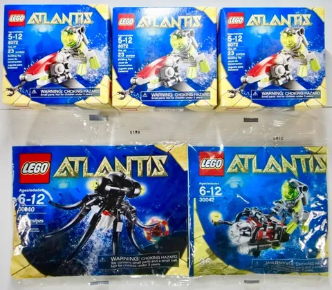 LEGO Atlantis: (30042) Mini Sub,  (30040) Octopus, (8072) Sea Jet x3 - NEW