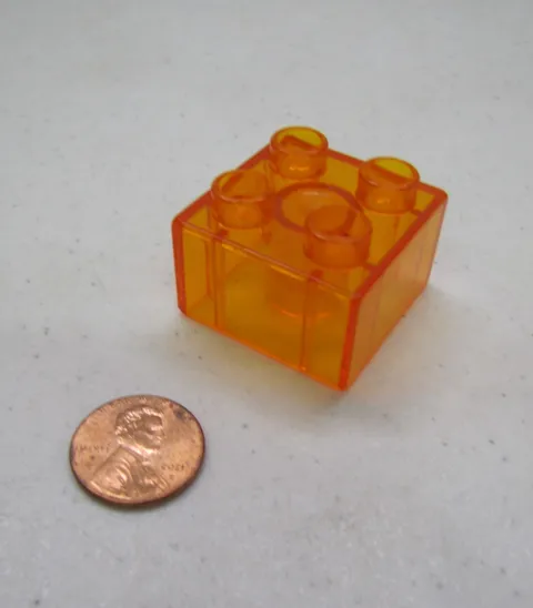 Lego Duplo Clear Orange Translucent 2X2 Shimmery Block Specialty Medium Orange