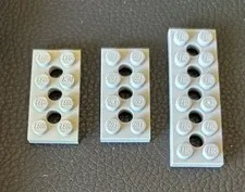 Lego Lot 3 Light Bluish Gray Flat Pieces Technic Holes 2x4 2x6 3709 32001