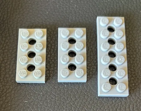 Lego Lot 3 Light Bluish Gray Flat Pieces Technic Holes 2x4 2x6 3709 32001