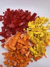 Lego Lot of Various Assorted Yellow Red Orange LEGO Pieces 15oz