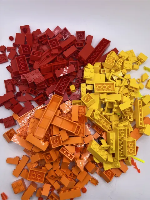 Lego Lot of Various Assorted Yellow Red Orange LEGO Pieces 15oz
