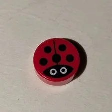 LEGO Red Round 1x1 Tile with Ladybug White Eyes Pattern Piece Part # 98138pb177