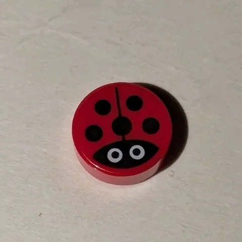 LEGO Red Round 1x1 Tile with Ladybug White Eyes Pattern Piece Part # 98138pb177