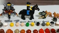 Lego Minifigure Lot Of Torso, Legs, Heads, Hats, Hair, Animals, over 90 Items
