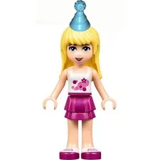 LEGO Friends Minifigure STEPHANIE White Top w/ Stars Party Hat 41111 New
