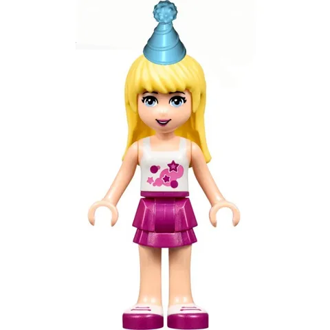 LEGO Friends Minifigure STEPHANIE White Top w/ Stars Party Hat 41111 New