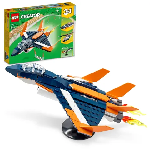 LEGO Creator 3 in 1 Supersonic Jet Plane Toy Set, Transforms from Multicolor