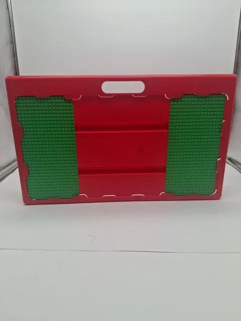 Vtg 1998 LEGO Red Lap Table Travel Storage Tray Sliding Carrying Case w/ Legos