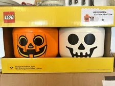 LEGO Storage Head Small Halloween Edition Pumpkin & Skull Set of 2 MPN 4311