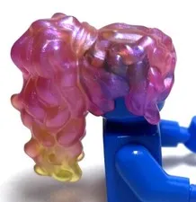 Lego - Minifigure Hair - Ponytail, Trans Pink / Yellow, Wavy, Female, Long